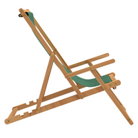 Folding Beach Chair Solid Wood Teak Green - Comfortable Seating for Your Garden, Beach, or Campsite