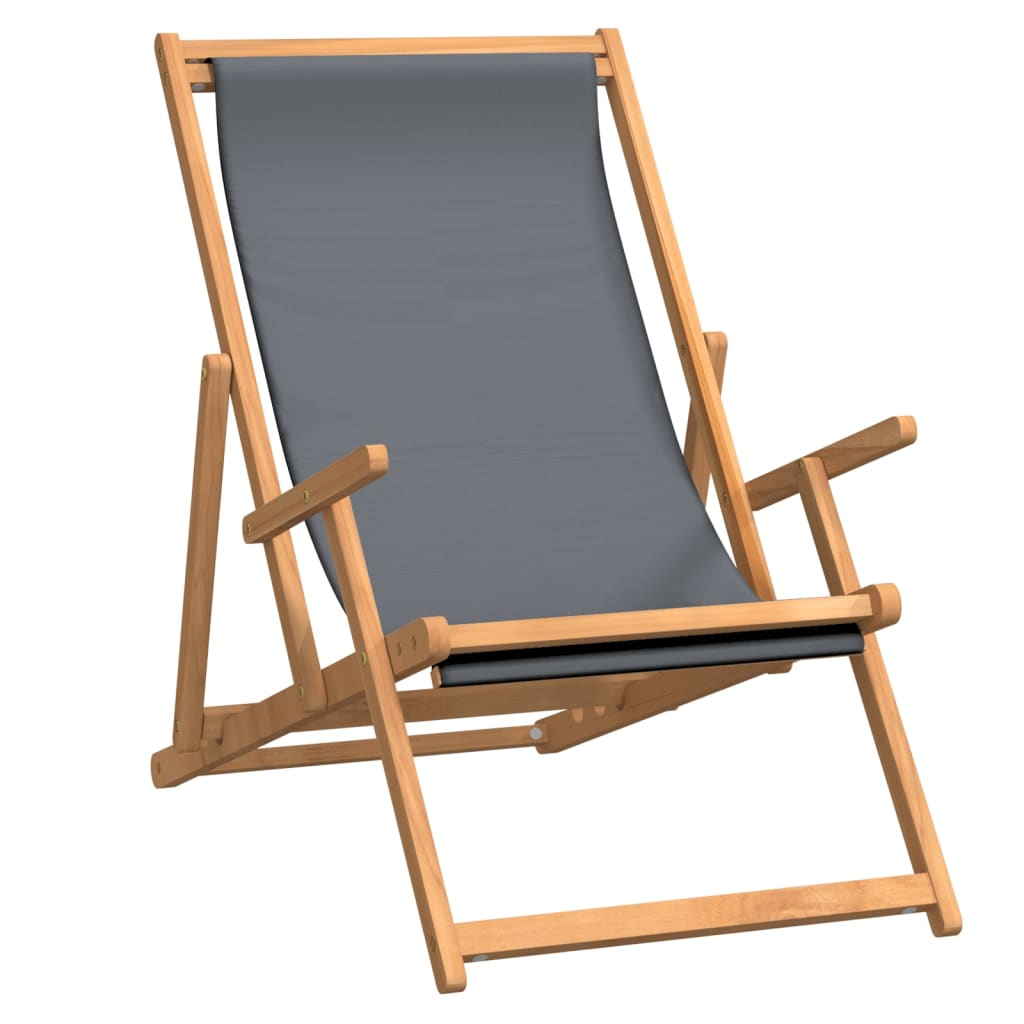 vidaXL Folding Beach Chair - Solid Wood Teak Grey