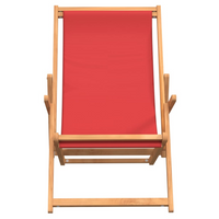 vidaXL Folding Beach Chair Solid Wood Teak Red - Premium Teak Wood, Adjustable Backrest, Foldable, Comfortable Seating