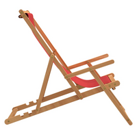 vidaXL Folding Beach Chair Solid Wood Teak Red - Premium Teak Wood, Adjustable Backrest, Foldable, Comfortable Seating