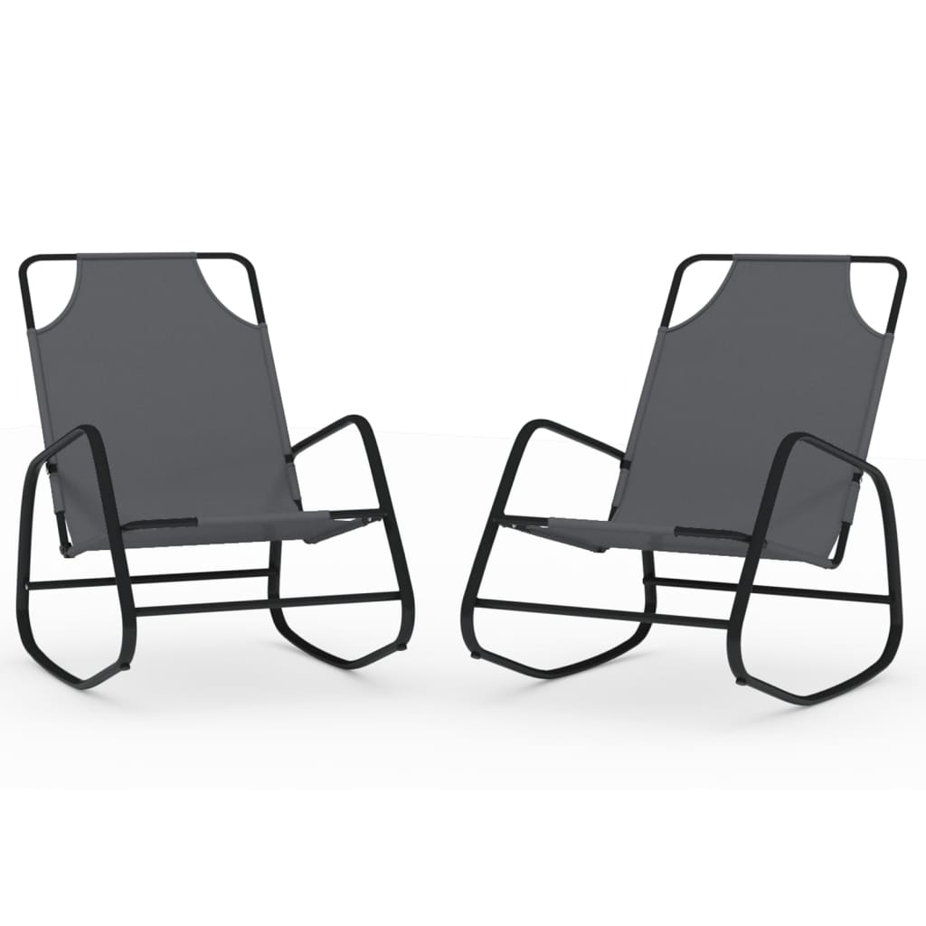 vidaXL Rocking Sun Loungers 2 pcs Grey Steel and Textilene - Relax in Style