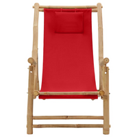 Deck Chair Bamboo and Canvas Red - Outdoor Furniture for Comfort and Style