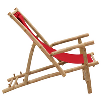 Deck Chair Bamboo and Canvas Red - Outdoor Furniture for Comfort and Style