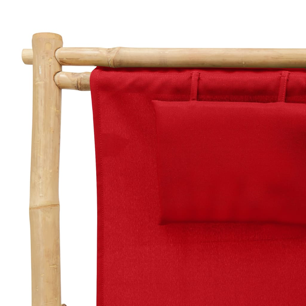 Deck Chair Bamboo and Canvas Red - Outdoor Furniture for Comfort and Style