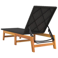 Sun Loungers 2 pcs Black and Brown Poly Rattan & Solid Wood Acacia - Outdoor Furniture for Ultimate Relaxation