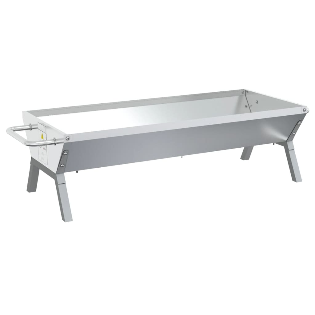 BBQ Tray Silver 118x42x30.5 cm Stainless Steel - Grilling Accessory