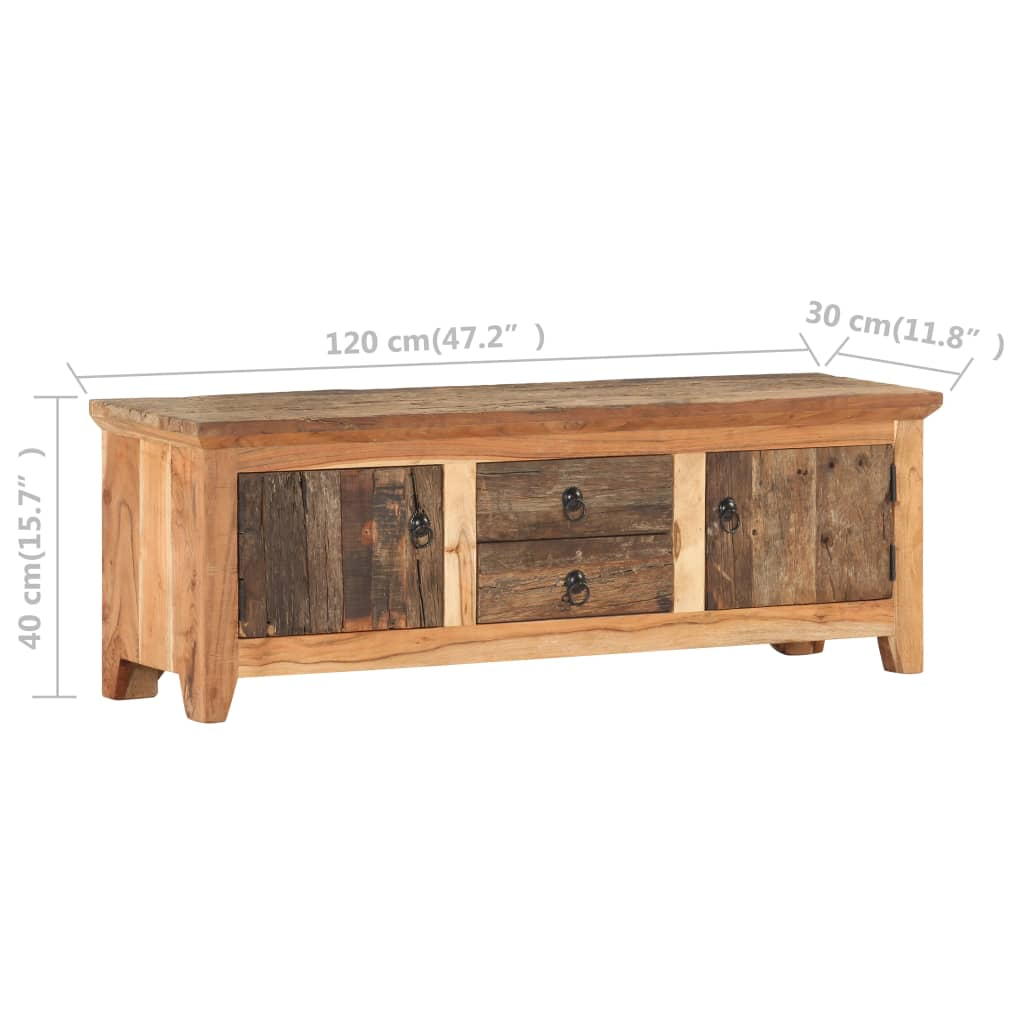 TV Cabinet 120x30x40 cm - Solid Acacia Wood and Reclaimed Wood