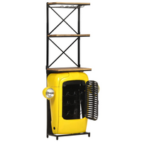 Tractor Wine Cabinet Yellow - Solid Mango Wood, 49x31x172 cm