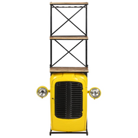 Tractor Wine Cabinet Yellow - Solid Mango Wood, 49x31x172 cm