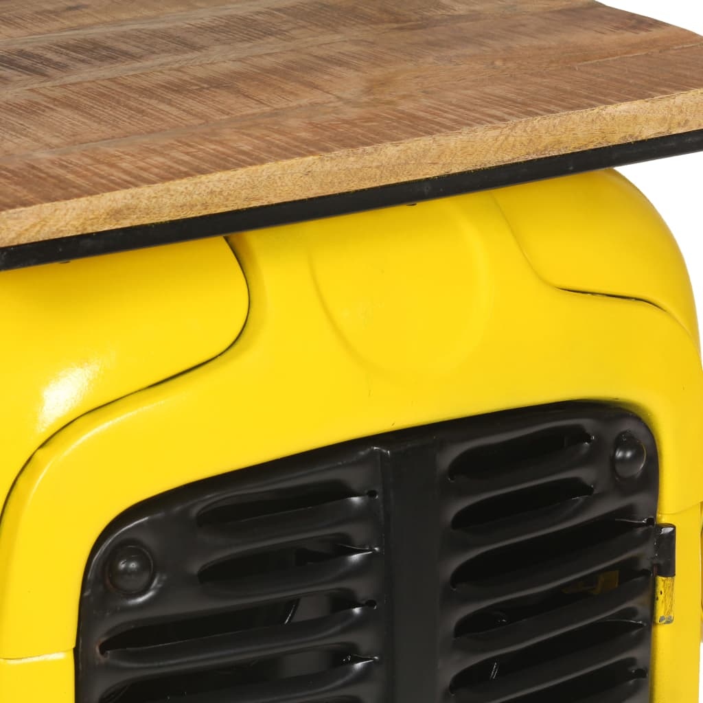 Tractor Wine Cabinet Yellow - Solid Mango Wood, 49x31x172 cm