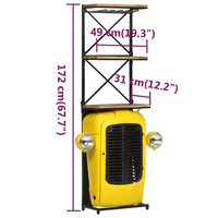 Tractor Wine Cabinet Yellow - Solid Mango Wood, 49x31x172 cm