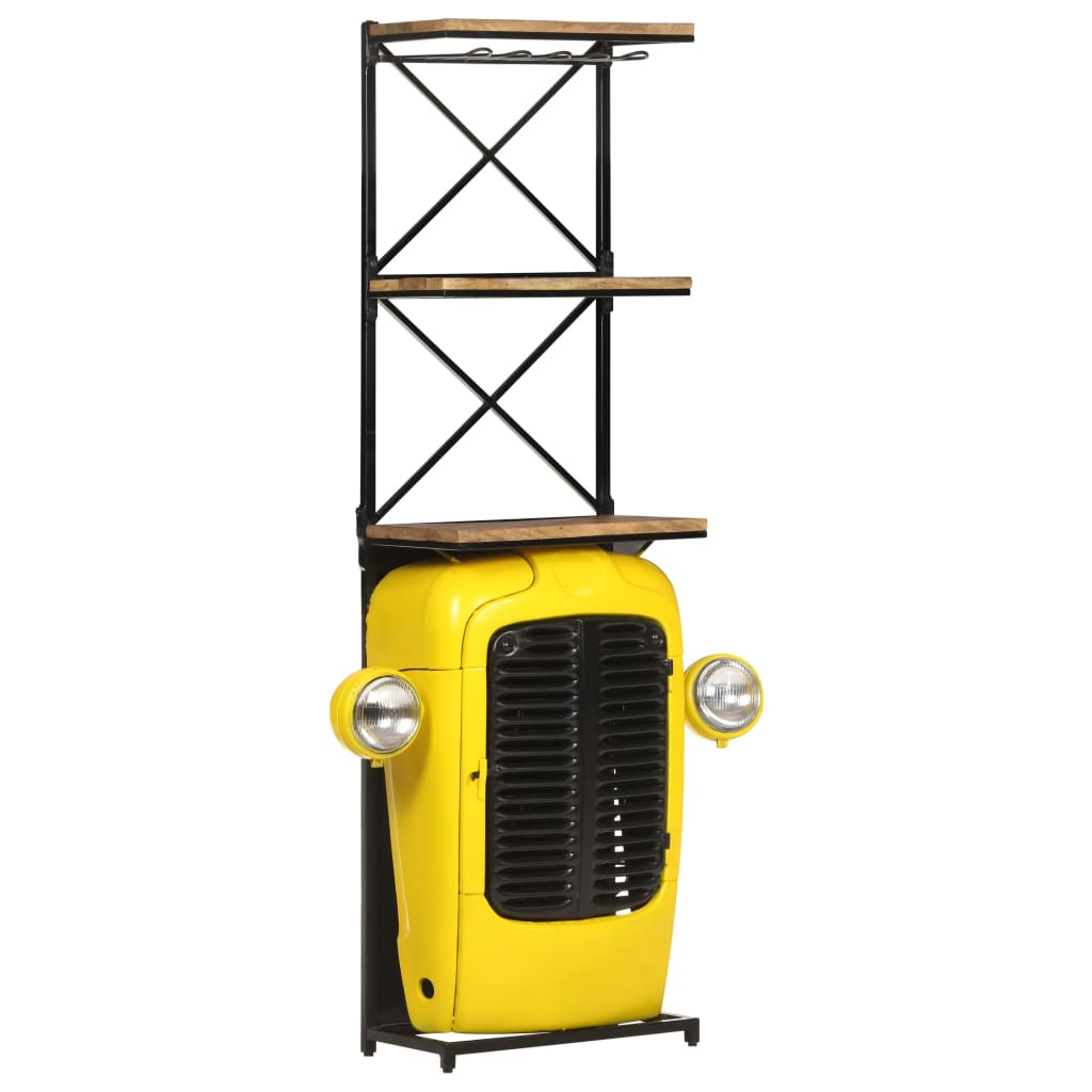 Tractor Wine Cabinet Yellow - Solid Mango Wood, 49x31x172 cm