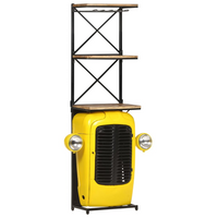 Tractor Wine Cabinet Yellow - Solid Mango Wood, 49x31x172 cm