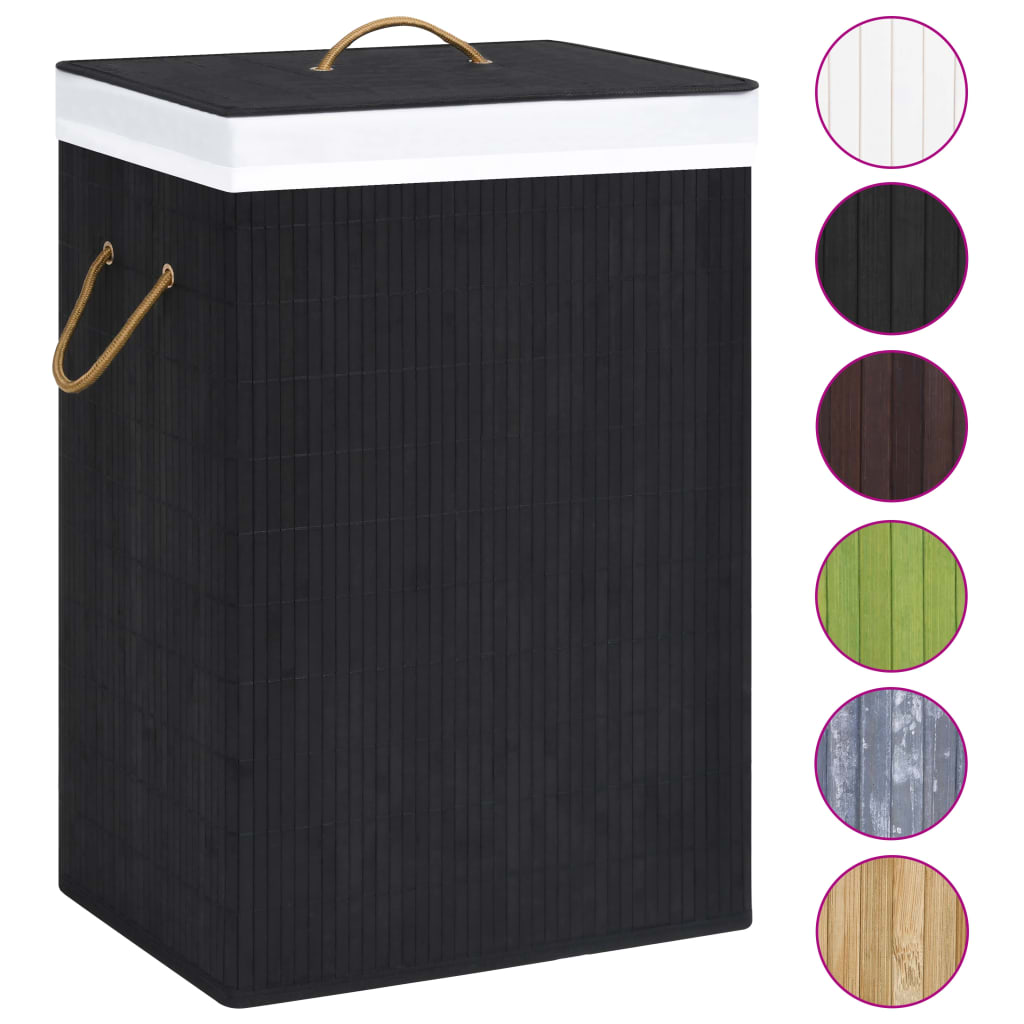 vidaXL Bamboo Laundry Basket Black - Stylish and Functional Storage Solution