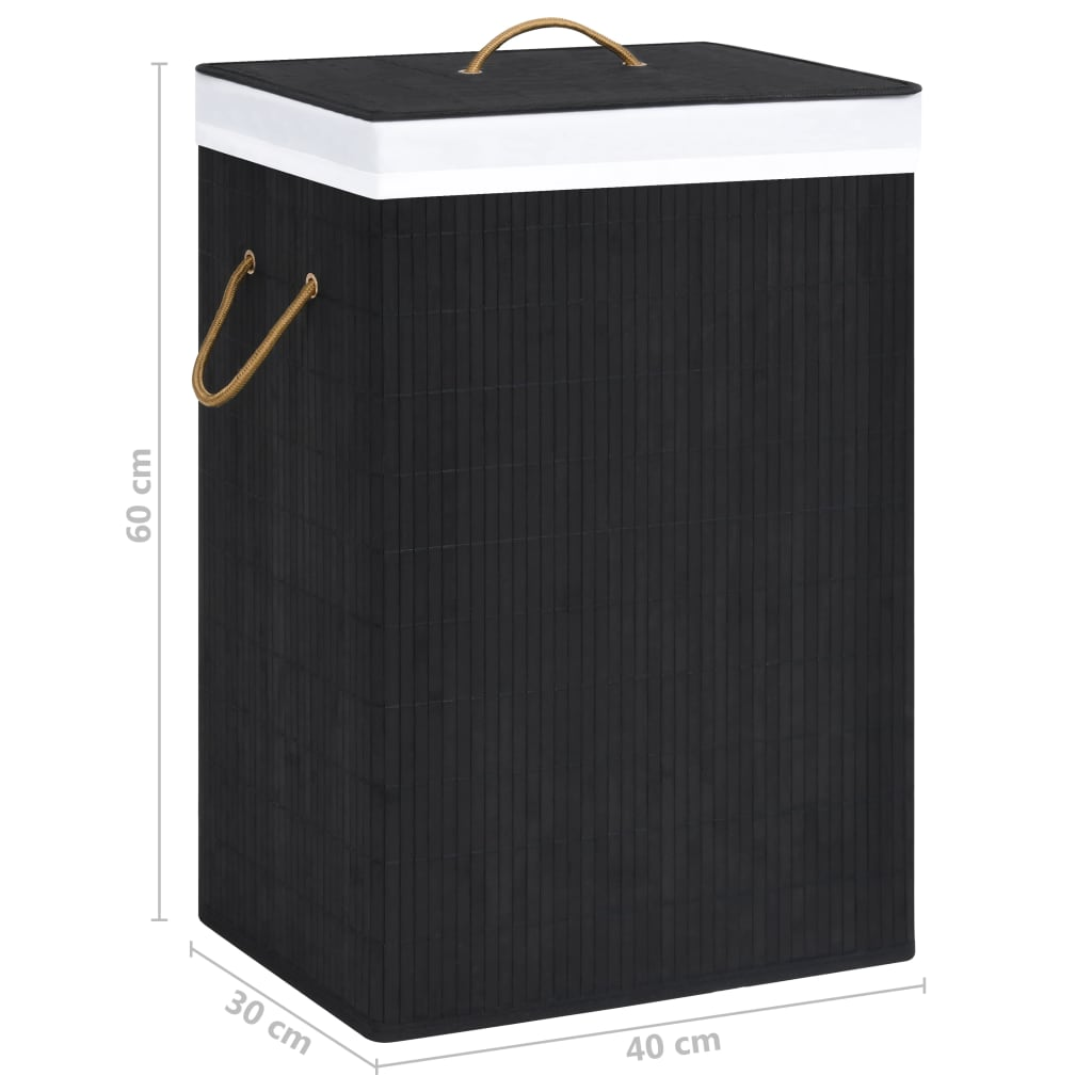 vidaXL Bamboo Laundry Basket Black - Stylish and Functional Storage Solution