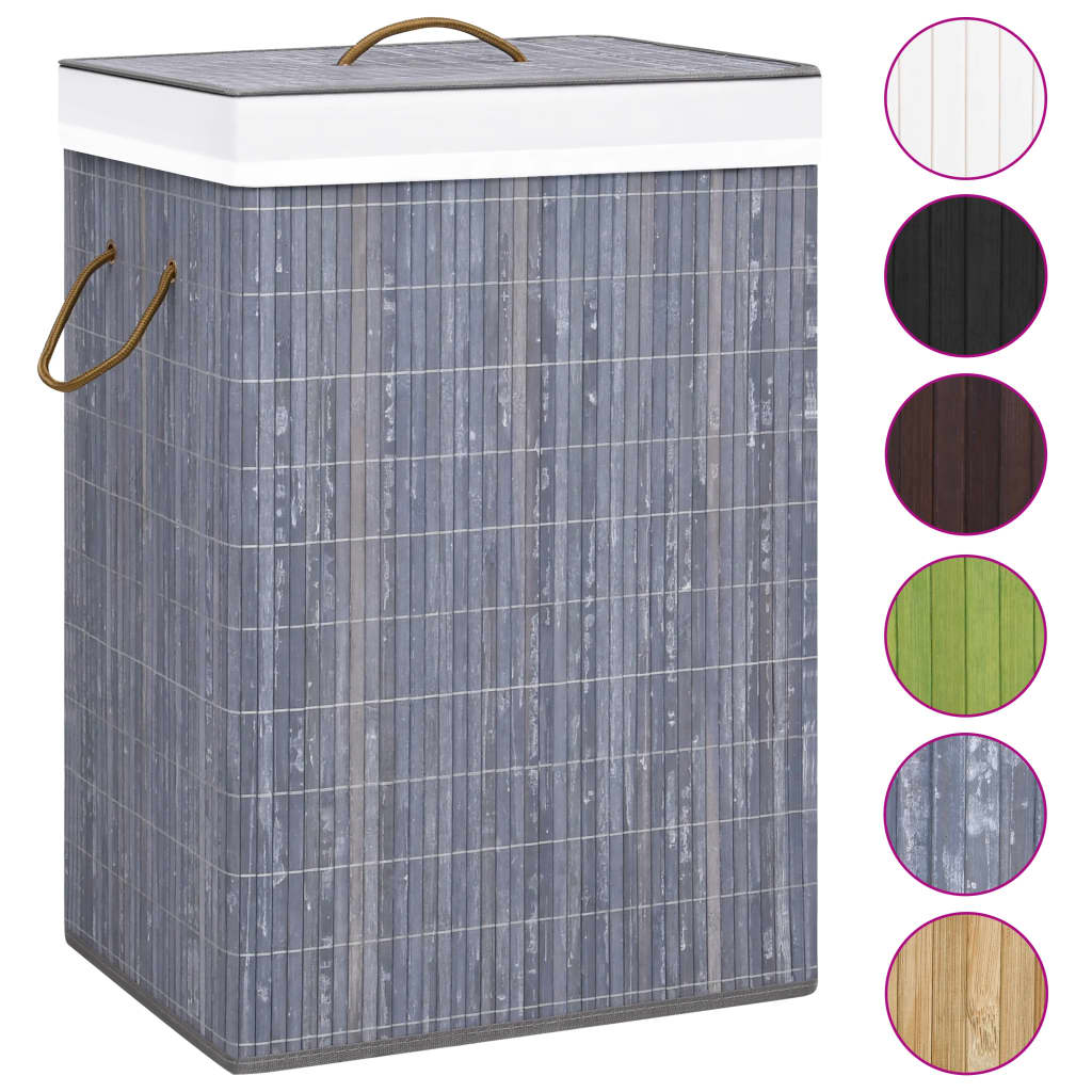 vidaXL Bamboo Laundry Basket Grey - Stylish and Practical Storage Solution