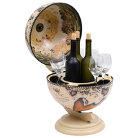 Tabletop Globe Bar Wine Stand Eucalyptus Wood White - Stylish and Functional Home Decor