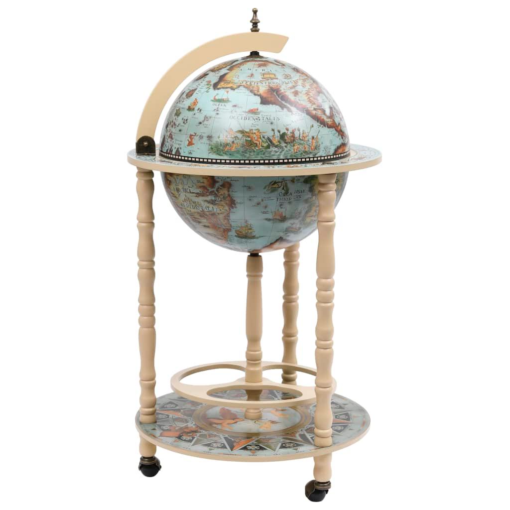 Globe Bar Wine Stand Eucalyptus Wood Blue | Elegant & Functional