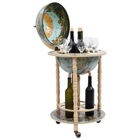 Globe Bar Wine Stand Eucalyptus Wood Blue | Elegant & Functional