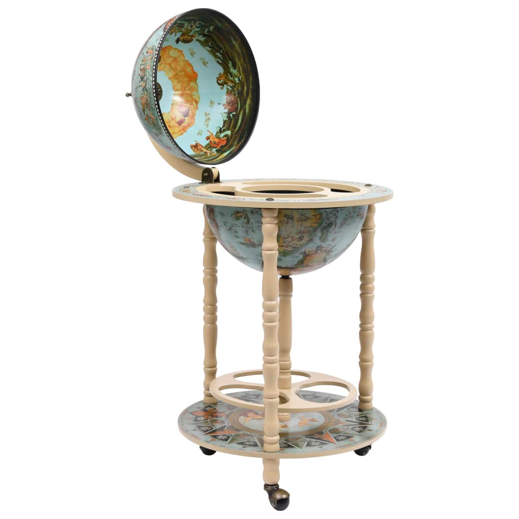 Globe Bar Wine Stand Eucalyptus Wood Blue | Elegant & Functional