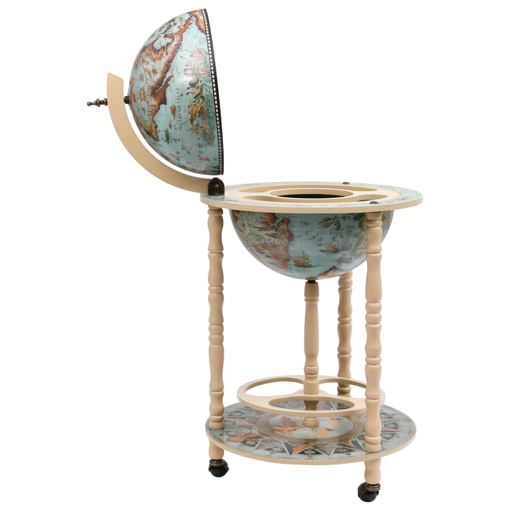 Globe Bar Wine Stand Eucalyptus Wood Blue | Elegant & Functional