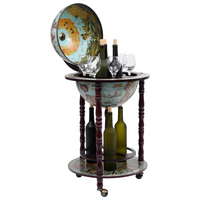 Globe Bar Wine Stand Eucalyptus Wood Blue - Elegant Wine Storage and Display