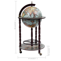 Globe Bar Wine Stand Eucalyptus Wood Blue - Elegant Wine Storage and Display