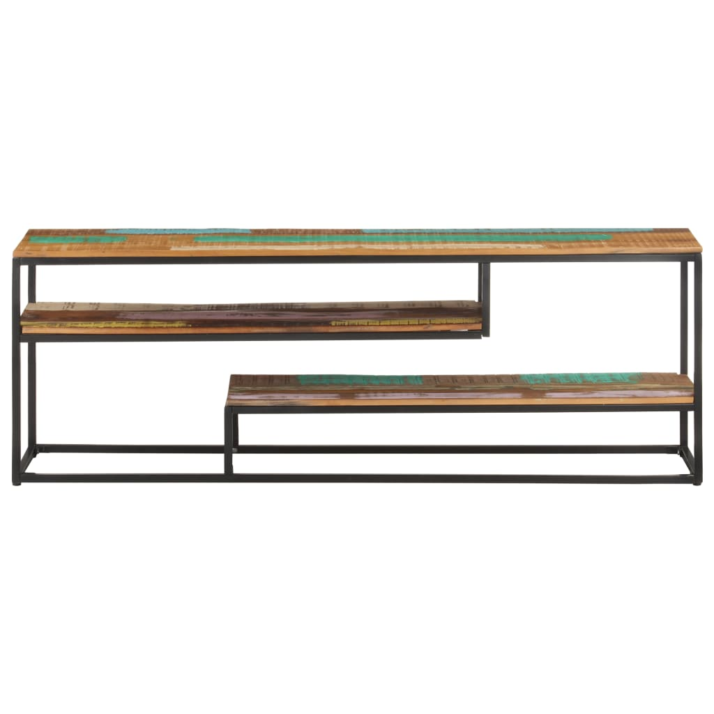 TV Cabinet 130x30x45 cm Solid Reclaimed Wood - Industrial Style, Ample Storage, Sturdy Steel Frame