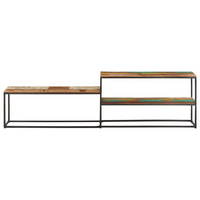 TV Cabinet 180x30x50 cm Solid Reclaimed Wood | Industrial Style Media Unit with Steel Frame