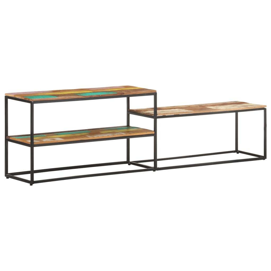 TV Cabinet 180x30x50 cm Solid Reclaimed Wood | Industrial Style Media Unit with Steel Frame