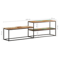 TV Cabinet 180x30x50 cm Solid Reclaimed Wood | Industrial Style Media Unit with Steel Frame