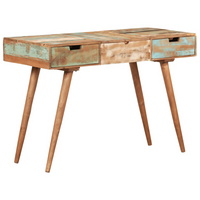 Dressing Table with Mirror - Solid Reclaimed Wood, Handmade, Hidden Storage Space, 112x45x76 cm