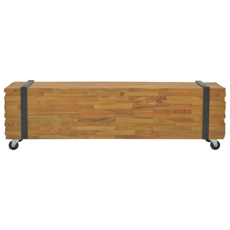 TV Stand 110x30x32.5 cm | Solid Teak Wood | Industrial Style