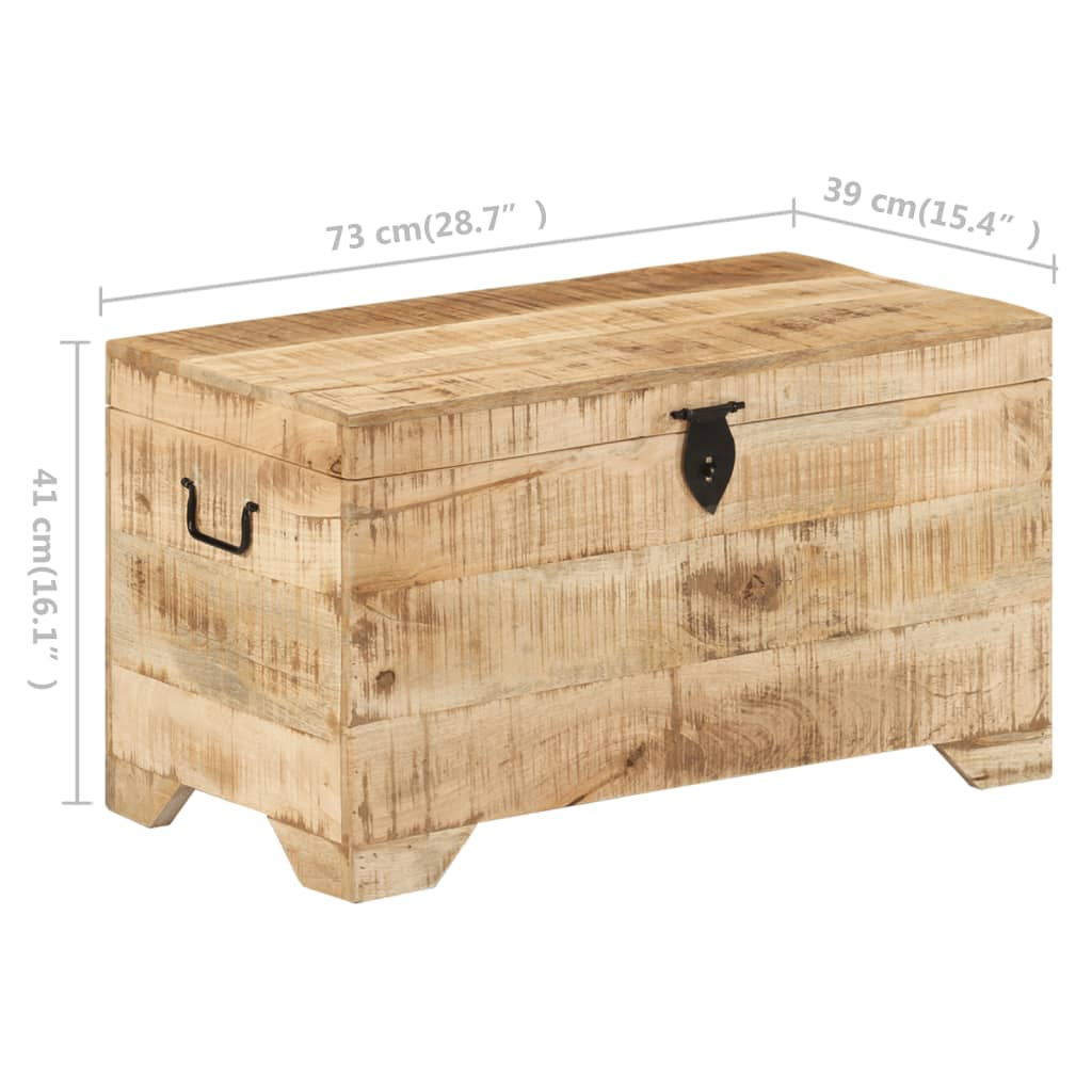 Storage Chest Solid Rough Mango Wood - Retro Style, Ample Storage Space