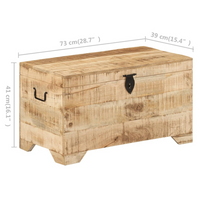 Storage Chest Solid Rough Mango Wood - Retro Style, Ample Storage Space