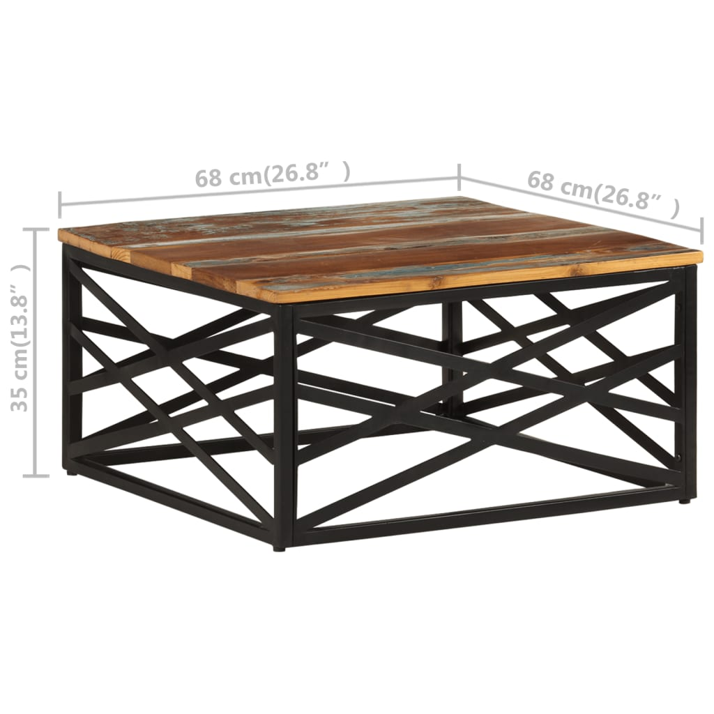 Coffee Table 68x68x35 cm Solid Reclaimed Wood - Handmade, Eco-Friendly