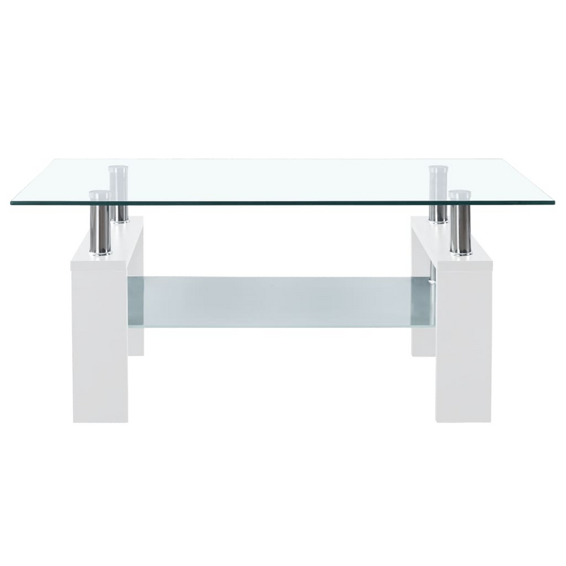 Coffee Table White and Transparent 95x55x40 cm Tempered Glass