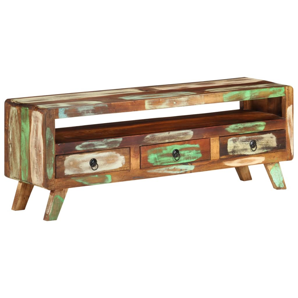 TV Cabinet Multicolour 110x30x40 cm | Solid Reclaimed Wood