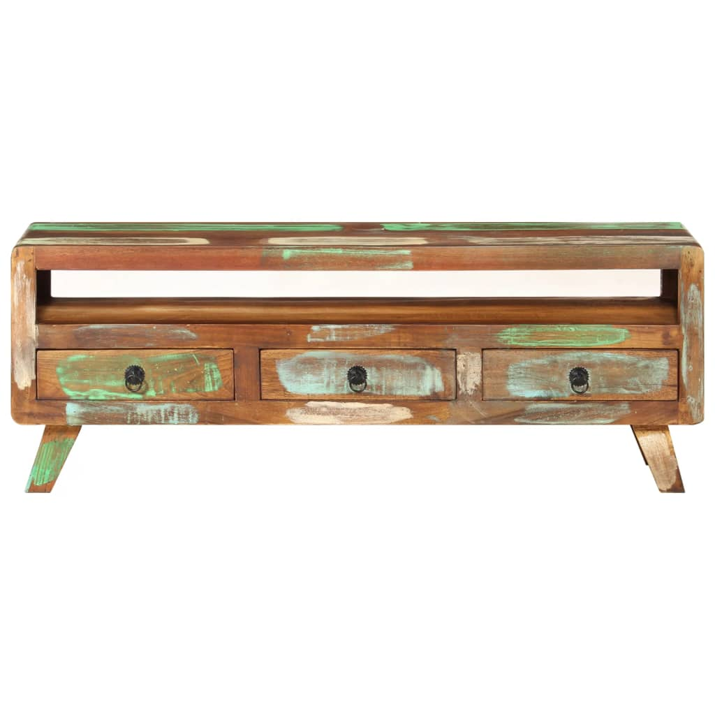 TV Cabinet Multicolour 110x30x40 cm | Solid Reclaimed Wood