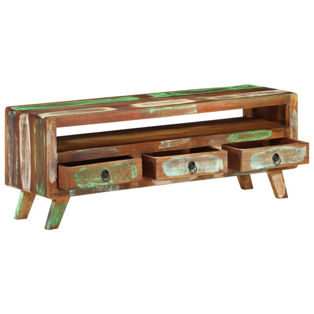 TV Cabinet Multicolour 110x30x40 cm | Solid Reclaimed Wood