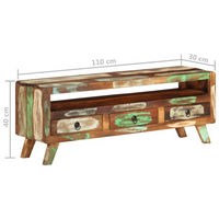 TV Cabinet Multicolour 110x30x40 cm | Solid Reclaimed Wood