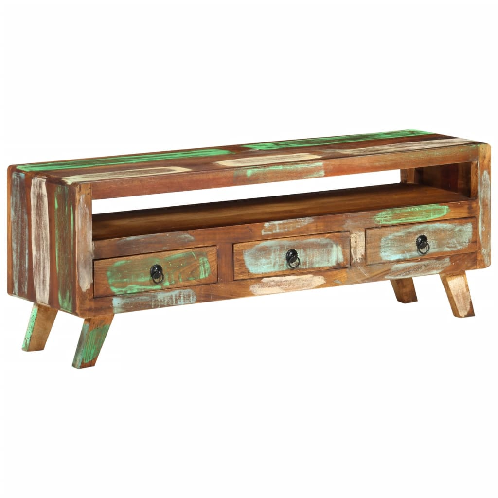 TV Cabinet Multicolour 110x30x40 cm | Solid Reclaimed Wood