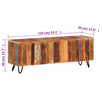 TV Cabinet 110x30x40 cm Solid Wood Reclaimed - Vintage Charm, Handmade, Eco-Friendly Furniture