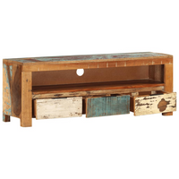 TV Cabinet 110x30x40 cm | Solid Reclaimed Wood | Handmade | Ample Storage Space