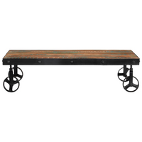 Coffee Table with Wheels 100x60x26 cm Solid Wood Reclaimed - Farmhouse Style, Handmade, Environmentally Friendly