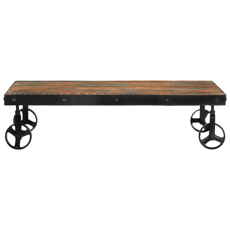 Coffee Table with Wheels 100x60x26 cm Solid Wood Reclaimed - Farmhouse Style, Handmade, Environmentally Friendly