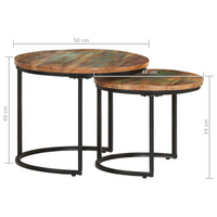 Nesting Tables 2 pcs Solid Reclaimed Wood | Handmade Furniture - Free Shipping