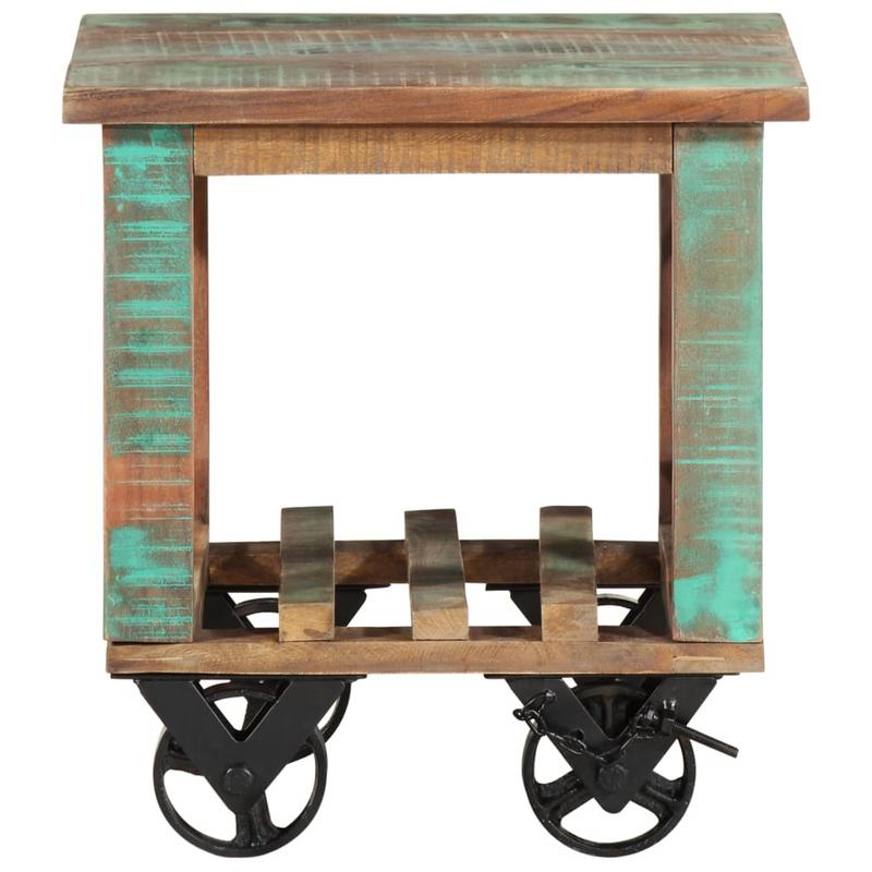 Side Table with Wheels 40x40x42 cm - Solid Wood Reclaimed | Farmhouse Style