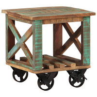 Side Table with Wheels 40x40x42 cm - Solid Wood Reclaimed | Farmhouse Style