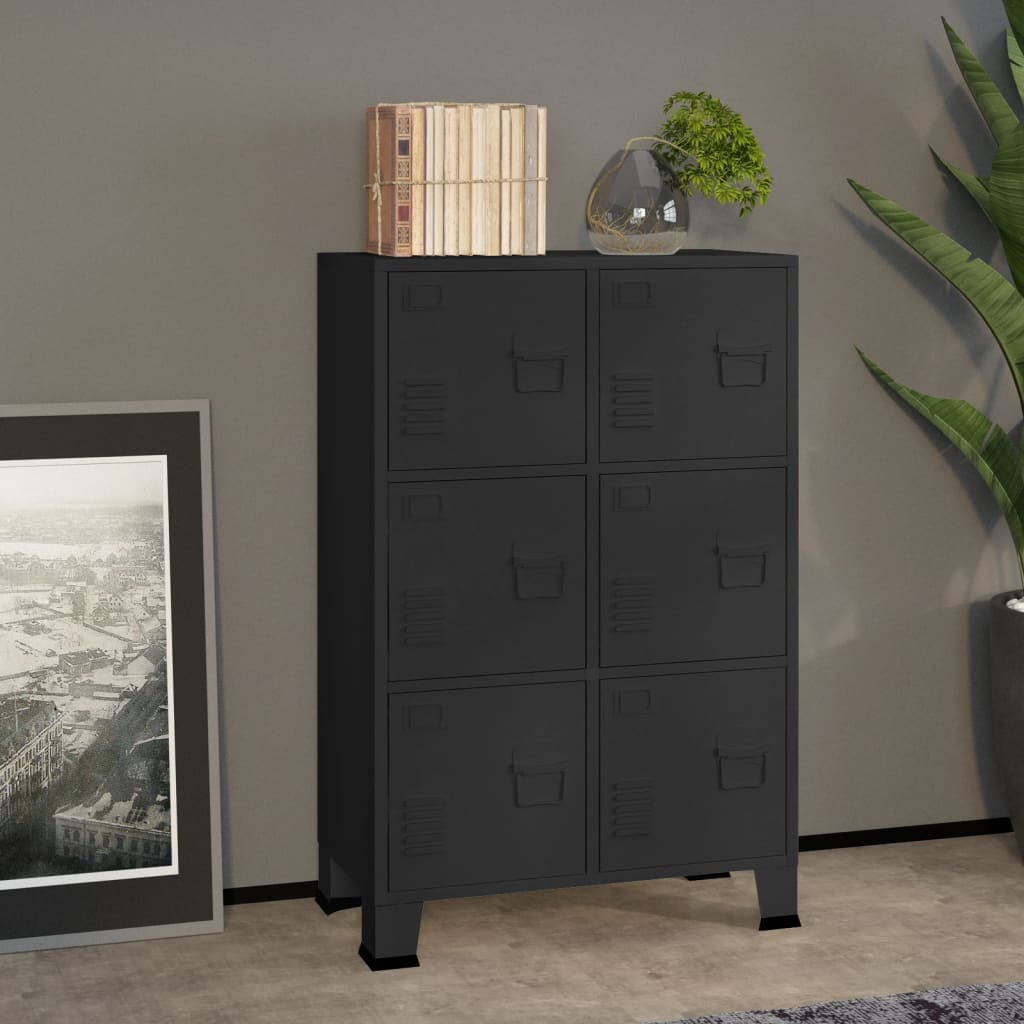 Industrial Storage Chest Black 75x40x115 cm Metal - Organize Your Space with Style